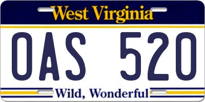 WV license plate OAS520