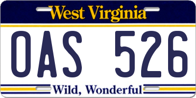 WV license plate OAS526
