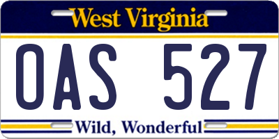WV license plate OAS527