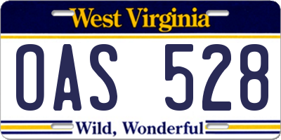 WV license plate OAS528