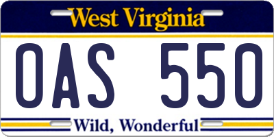 WV license plate OAS550