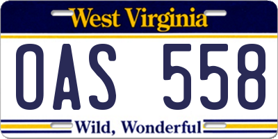 WV license plate OAS558