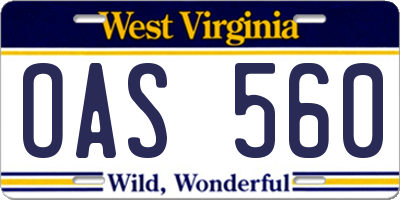 WV license plate OAS560