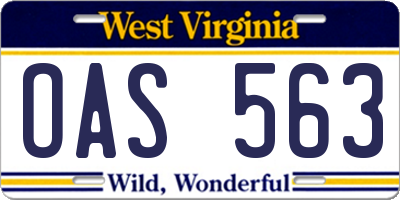 WV license plate OAS563