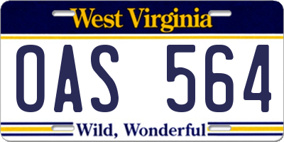 WV license plate OAS564