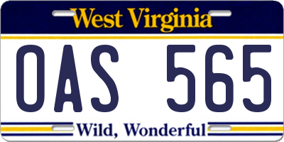 WV license plate OAS565