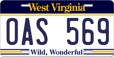 WV license plate OAS569