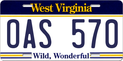 WV license plate OAS570