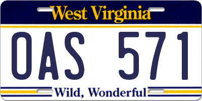 WV license plate OAS571
