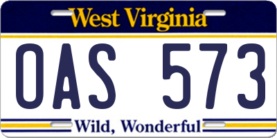 WV license plate OAS573