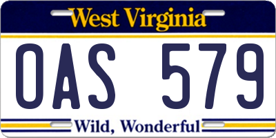 WV license plate OAS579
