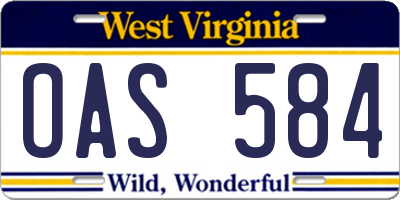 WV license plate OAS584