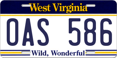 WV license plate OAS586
