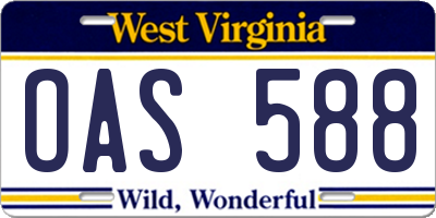 WV license plate OAS588