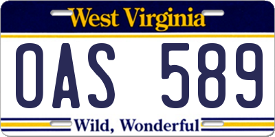 WV license plate OAS589