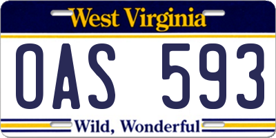 WV license plate OAS593