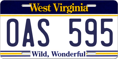 WV license plate OAS595
