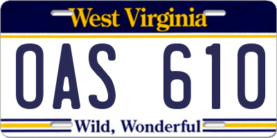 WV license plate OAS610