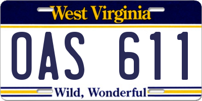 WV license plate OAS611