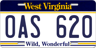 WV license plate OAS620