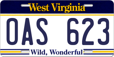 WV license plate OAS623