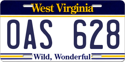 WV license plate OAS628