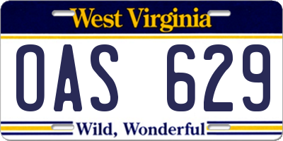 WV license plate OAS629