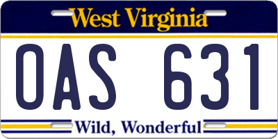 WV license plate OAS631
