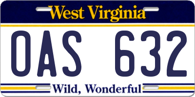 WV license plate OAS632