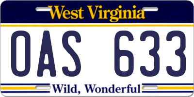 WV license plate OAS633