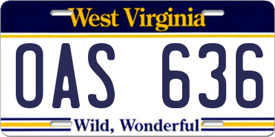 WV license plate OAS636