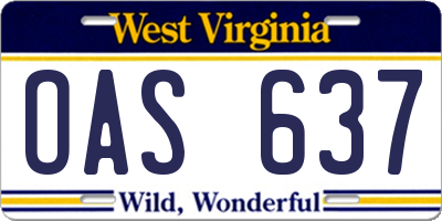 WV license plate OAS637