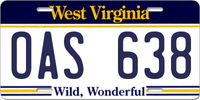WV license plate OAS638