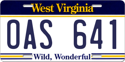 WV license plate OAS641