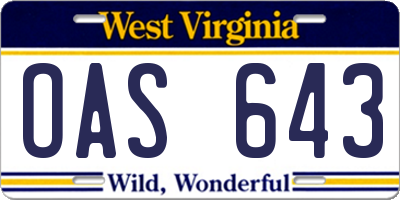 WV license plate OAS643