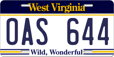WV license plate OAS644
