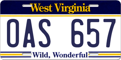 WV license plate OAS657