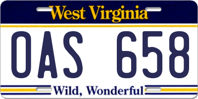 WV license plate OAS658