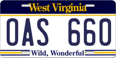 WV license plate OAS660