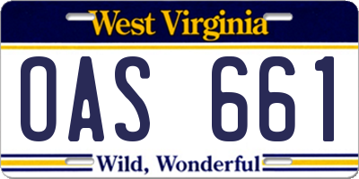 WV license plate OAS661