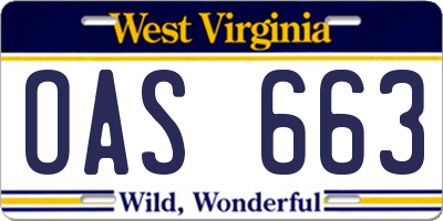WV license plate OAS663