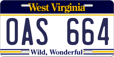 WV license plate OAS664
