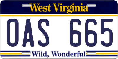 WV license plate OAS665