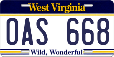 WV license plate OAS668