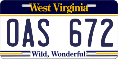 WV license plate OAS672