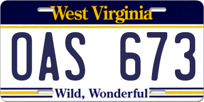 WV license plate OAS673