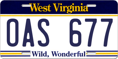 WV license plate OAS677