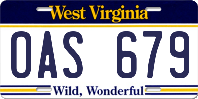 WV license plate OAS679