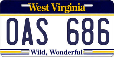 WV license plate OAS686
