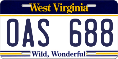 WV license plate OAS688